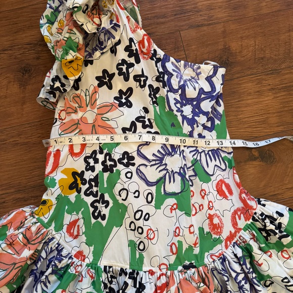 CeliaB One Shoulder Dress Floral Size Medium Semi Formal White Sorority Rush - Picture 8 of 13